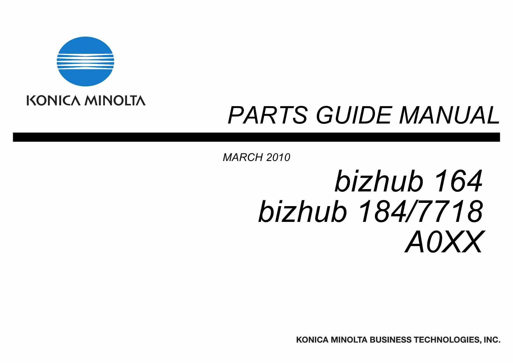 Konica-Minolta bizhub 164 184 7718 Parts Manual-1